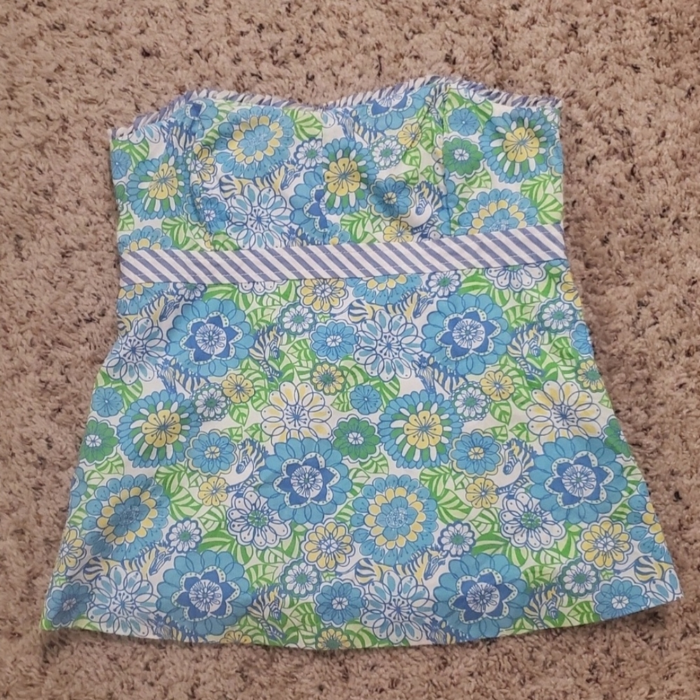 Lilly Pulitzer Floral Tank Top - Blue and Green
